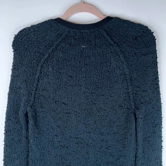 Rag & Bone Textured Knubby Knit Cardigan Black Zip Up Cotton Wool V Neck XS - Picture 6 of 12